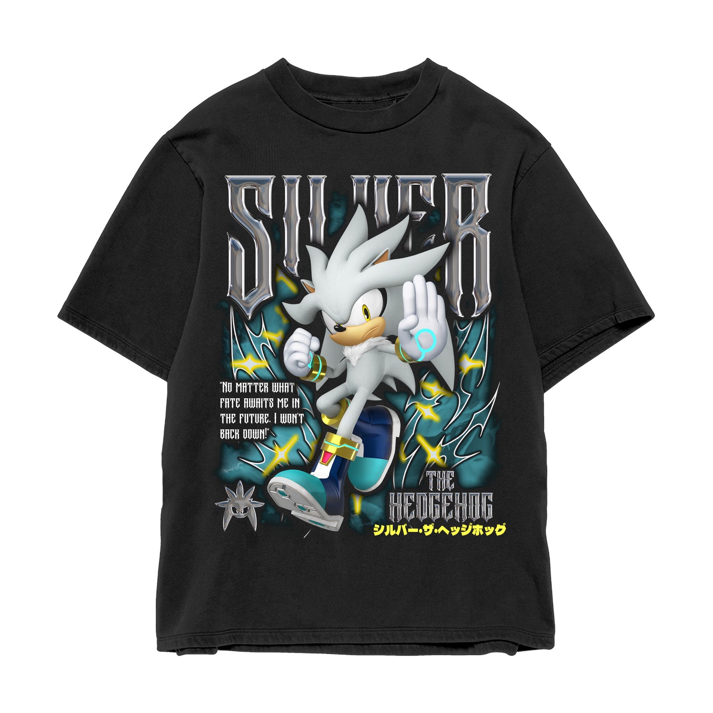 SONIC THE HEDGEHOG SILVER JUMBO PRINT SHIRT