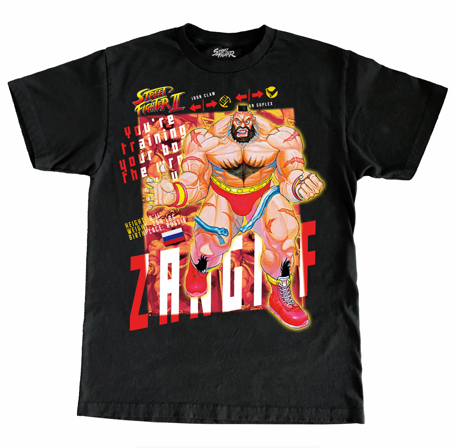 CAPCOM STREET FIGHTER II ZANGIEF JUMBO PRINT SHIRT