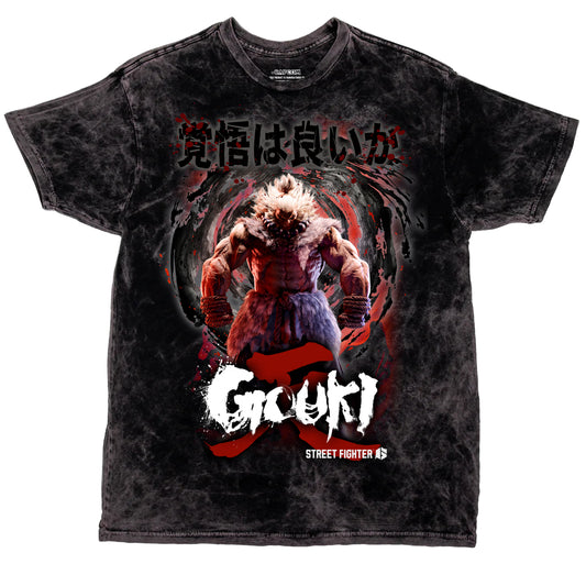 CAPCOM SF6  GOUKI "OVERSIZED PRINT" VINTAGE WASH SHIRT
