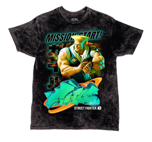 CAPCOM SF6 GUILE "OVERSIZED PRINT" VINTAGE WASH SHIRT